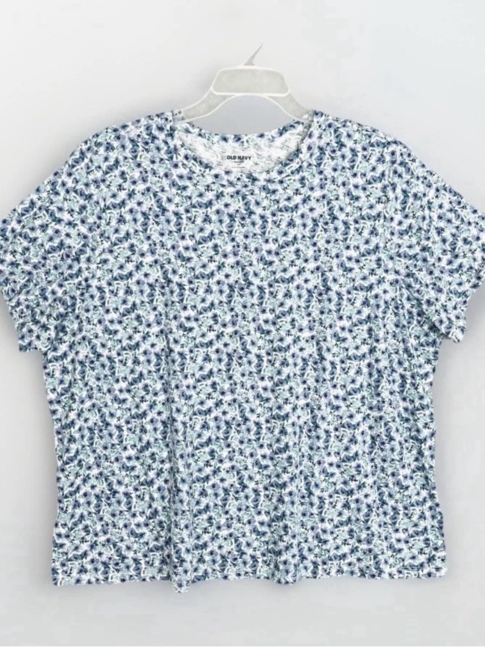 Old Navy Womens Short Sleeve T Shirt Plus Size 2X Blue Green Floral Top Tee NWT